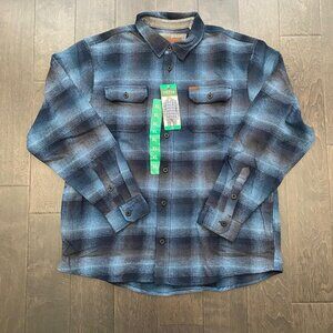 NEW Men's Orvis Cotton Long Sleeve Heavyweight Flannel Shirt, Blue Plaid, XL